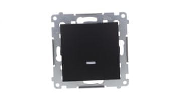 shumee Simon 54 Enojna tipka z LED osvetlitvijo ozadja brez piktograma (modul) 10AX 250V hitri konektorji, mat črna DP1L.01/49