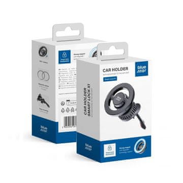 Blue Star Magnetni avtomobilski nosilec za telefon, združljiv z MagSafe, Blue Star Smart Lock X1, za rešetko, črn