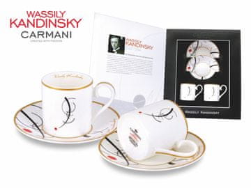 Carmani Komplet 2 skodelic za espresso Wassily Kandinsky, porcelan brez krivulje