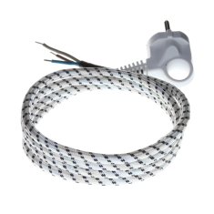 PLETEN NAPAJALNI KABEL Z KOTNIM VTIČEM 1,5 M 3 x 0,75 BELO-ČRNI