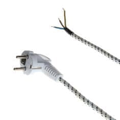 PLETEN NAPAJALNI KABEL Z KOTNIM VTIČEM 1,5 M 3 x 0,75 BELO-ČRNI