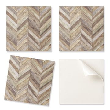 COLORAY Komplet PVC ploščic z vzorcem za dnevno sobo, samolepilne, vzorec ribje kosti, iz desk, 4x50x50 cm