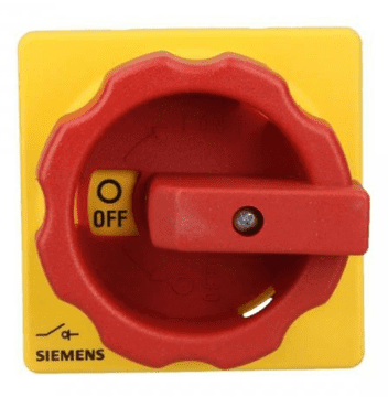 Siemens Glavno/zasilno stikalo 3P 16A 7,5kW AC23A 400V montažni gumb za ploščo centralna luknja 22,5 mm 3LD2054-0TK53