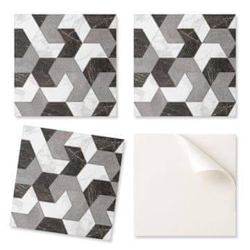 COLORAY Komplet vinilnih ploščic z geometrijskim vzorcem za kuhinjo 4x50x50 cm