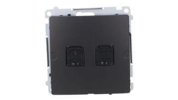 shumee Simon Basic računalniška vtičnica RJ45, kat. 6, dvojna z zaščito pred prahom (modul) črne barve BM62.01/49