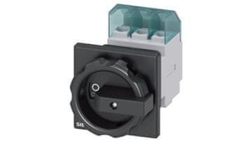 Siemens Glavno stikalo 3P 25A 9,5kW AC23A 400V montaža na ploščo črni gumb centralna luknja 22,5 mm 3LD2154-0TK51