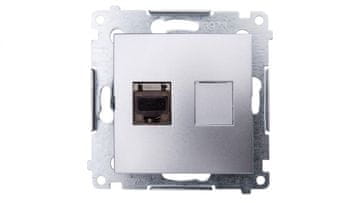 shumee Simon 54 Enojna računalniška vtičnica RJ45 kat. 6 zaščitena z zaščitnim pokrovom, mat srebrna D61E.01/43