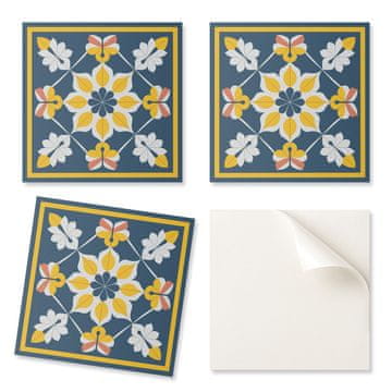 COLORAY Komplet samolepilnih PVC ploščic s cvetličnim vzorcem v simetriji 9x30x30 cm