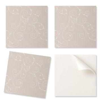 COLORAY Komplet vinilnih ploščic z vzorcem za dnevno sobo, samolepilne, nežne spirale in listi, 9x30x30 cm