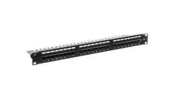 Assmann Kompletna patch panel 19 palcev 24x RJ45 U/UTP kat. 6 1U s pladnjem črne barve (RAL 9005) DN-91624U-EC