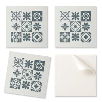 COLORAY Samolepilne PVC ploščice za jedilnico z grafiko. Geometrijski vzorci v razporeditvi 4x50x50 cm.