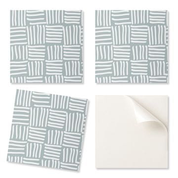 COLORAY Paket samolepilnih vinilnih ploščic z vzorcem za spalnico z geometrijskim črtastim vzorcem 9x30x30 cm