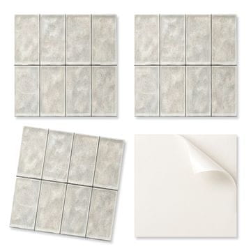 COLORAY Komplet PVC ploščic z vzorcem za dnevno sobo, samolepilne svetle navpične 3D ploščice 20x20x20 cm