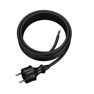 Plast Rol Priključni kabel 4,5 m z ravnim vtičem 250 V 16 A 2 x 1,5 mm² IP44 H07RN-F PP-40H črne barve W-97200