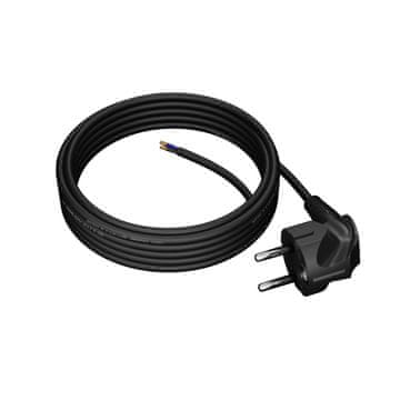 Plast Rol 5 m priključni kabel s kotnim Uni-Schuko vtičem 250 V 16 A 3 x 0,75 mm² OMY PP-50 črne barve W-97162