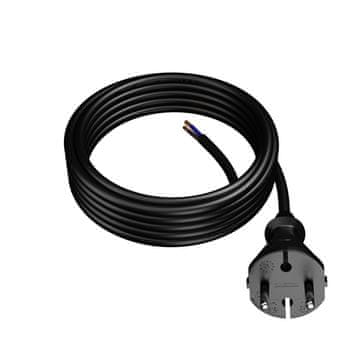 Plast Rol Priključni kabel 5 m z ravnim vtičem TIP E 230 V 16 A 2 × 1,5 mm² H05RR-F PP-21 črne barve W-97196