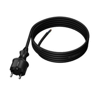 Plast Rol 3 m priključni kabel z ravnim vtičem 250 V 16 A 3 x 1,5 mm² IP44 H07RN-F PP-40H črne barve W-97213