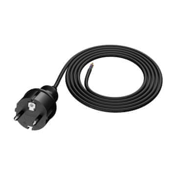 Plast Rol Priključni kabel 1,5 m z ravnim vtičem 250 V 16 A 3 x 1 mm² IP44 H05VV-F PP-40H črne barve W-98370