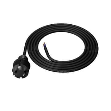 Plast Rol Priključni kabel 2 m z ravnim vtičem 250 V 16 A 3 x 1,5 mm² IP44 H05VV-F PP-40H črne barve W-98382