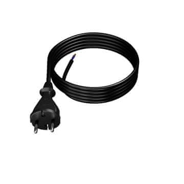 Plast Rol 4 m priključni kabel z ravnim vtičem TIP E 230 V 16 A 2 × 1,5 mm² H07BQ-F PP-21 črne barve W-98580