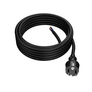 Plast Rol Priključni kabel 5 m z ravnim vtičem 250 V 16 A 3 x 2,5 mm² IP44 H05RR-F PP-40H črne barve W-97279