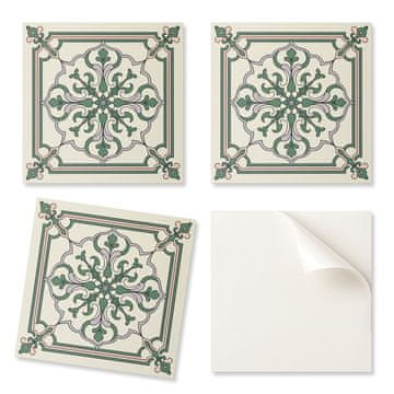 COLORAY Samolepilne vinilne stenske ploščice s cvetličnim vzorcem in ornamenti 4x50x50 cm