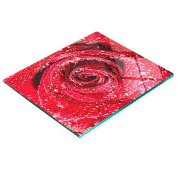 shumee Dekorativna steklena kuhinjska deska za rezanje z motivom kapljice vode v obliki vrtnice 60x52 cm