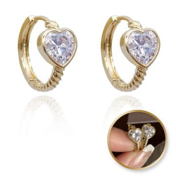 shumee Uhani iz nerjavečega jekla, pozlačeni s 14-karatnim zlatom, kubični cirkoni v obliki srca KST3339