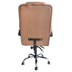 VRTLJIVI PISARNIŠKI STOL Z NASLONOM ZA NOGE IN MASAŽERJEM, KAVO BARVNO USNJE, UDOBEN XL