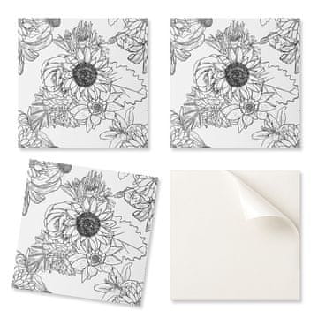COLORAY Paket PVC ploščic z dekorjem za kuhinjo ali kopalnico s cvetličnim linearnim vzorcem 20x20x20 cm