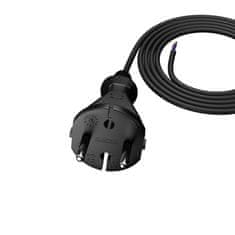 Plast Rol 2 m priključni kabel z ravnim vtičem TIP E 230 V 16 A 2 × 1 mm² H05RR-F PP-21 črne barve W-97187