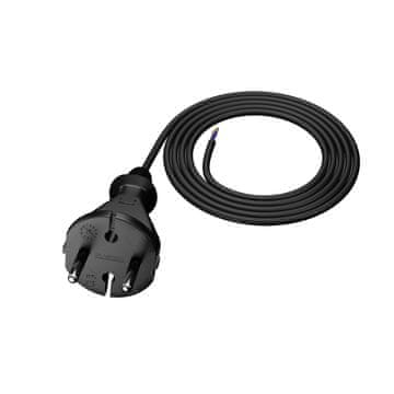Plast Rol 2 m priključni kabel z ravnim vtičem TIP E 230 V 16 A 2 × 1 mm² H07RN-F PP-21 črne barve W-97255
