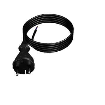 Plast Rol 3 m priključni kabel z ravnim vtičem TIP E 230 V 16 A 2 × 1 mm² H07RN-F PP-21 črne barve W-97256