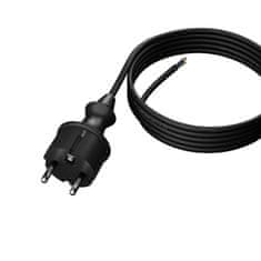 Plast Rol 3 m priključni kabel z ravnim vtičem 250 V 16 A 3 x 1 mm² IP44 H05RR-F PP-40H črne barve W-97266