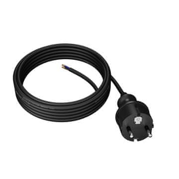 Plast Rol Priključni kabel 5 m z ravnim vtičem 250 V 16 A 3 x 1 mm² IP44 H05VV-F PP-40H črne barve W-98378