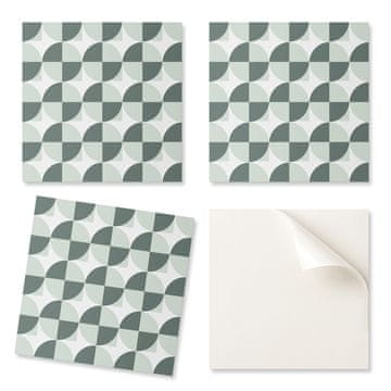 COLORAY Samolepilne vinilne ploščice s potiskom za kopalnico, geometrijski krogi in kvadrati 9x30x30 cm
