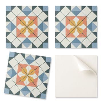 COLORAY Komplet samolepilnih vinilnih ploščic z geometrijskim cvetličnim vzorcem 4x50x50 cm