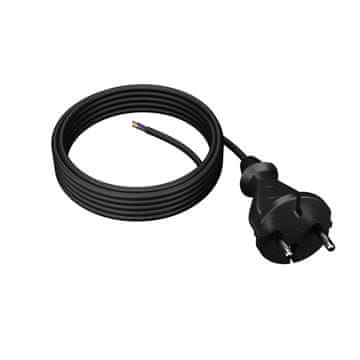 Plast Rol Priključni kabel 5 m z ravnim vtičem TIP E 230 V 16 A 2×1 mm² H07RN-F PP-21 črne barve W-97259
