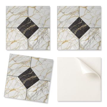 COLORAY Paket PVC ploščic z vzorcem za dnevno sobo, samolepilne, elegantni marmorni vzorec 4x50x50 cm