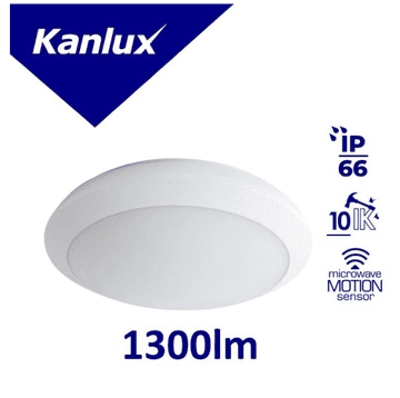 Kanlux LED stropna svetilka daba N 16W 1300lm 4000K IP66 s senzorjem gibanja in nočno funkcijo 19062