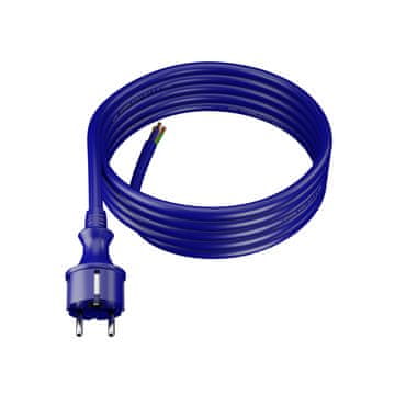 Plast Rol 3 m priključni kabel z ravnim vtičem 250 V 16 A 3 x 2,5 mm² IP44 H07BQ-F PP-40H moder W-98454