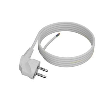 Plast Rol 4 m priključni kabel s kotnim Uni-Schuko vtičem 250 V 16 A 3 x 0,75 mm² OMY PP-50 bel W-97159