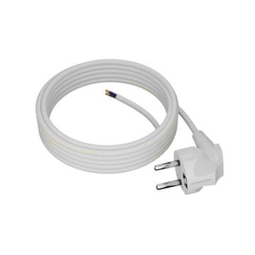 Plast Rol 5 m priključni kabel s kotnim Uni-Schuko vtičem 250 V 16 A 3 x 0,75 mm² OMY PP-50 bel W-97161