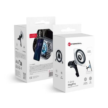 FORCELL Magnetni avtomobilski nosilec za telefon, združljiv z MagSafe, Forcell F-Grip MagPro, za rešetko, črn