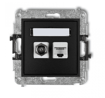 shumee Mini antenska vtičnica tipa F (SAT) + računalniške vtičnice 1xRJ45 kat. 5e mat črna 12MGFK-1