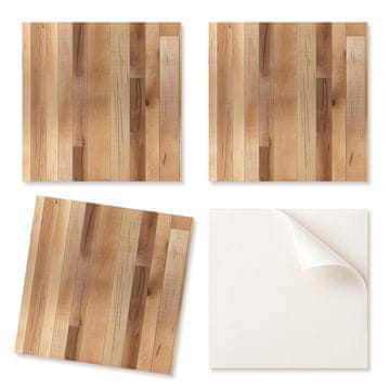 COLORAY Komplet PVC ploščic z dekorjem za kuhinjo ali kopalnico. Vzorec naravnega lesa. 4x50x50 cm.