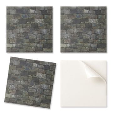 COLORAY Komplet PVC ploščic z vzorcem, samolepilne za spalnico, tekstura kamnite stene 20x20x20 cm
