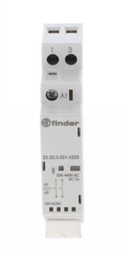 BikeFinder Modularni kontaktor 2NO 25A 24V AC/DC, indikator delovanja + LED, 17,5 mm 22.32.0.024.4320