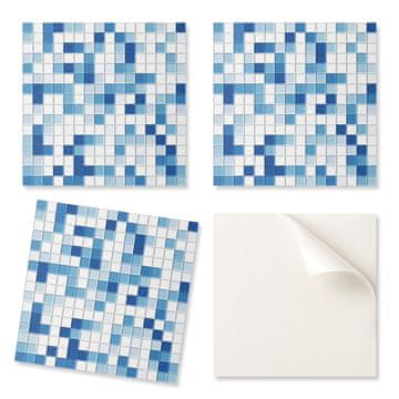 COLORAY Samolepilne vinilne kopalniške ploščice z mozaičnim potiskom v odtenkih modre 9x30x30 cm