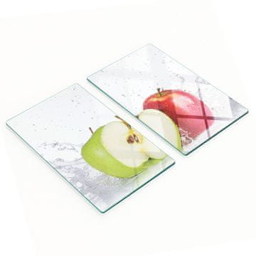 shumee Komplet dveh dekorativnih steklenih kuhinjskih desk z motivom jabolčne vode 2x30x52 cm